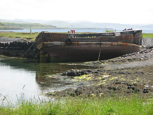 The rusting hulk in Toberonochy Harbour
